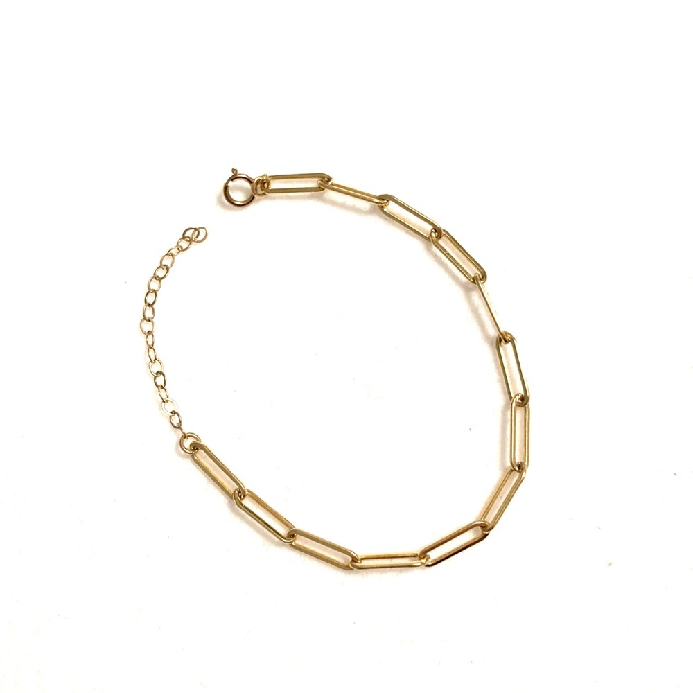Gold link paperclip chain bracelet - Picture 3 of 6